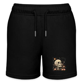 Boho Hippie Skelett im 60er, 70er Jahre Look - Kinder Organic Joggingshorts Mini Bolter von Stanley/Stella - Schwarz - Vorne