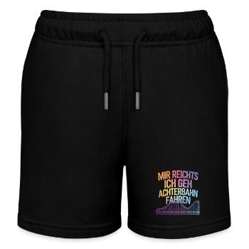 Roller Coaster Amusement Park Roller Coaster - Kids Organic Sweat Shorts by Stanley/Stella - black - Front
