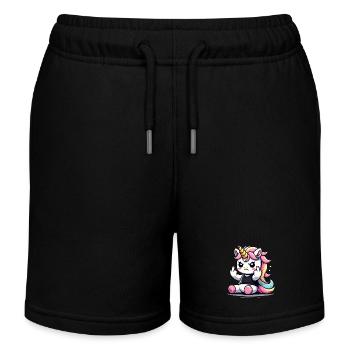 Licorne rebelle qui se retourne - Short de jogging enfant bio Stanley/Stella - noir - Devant