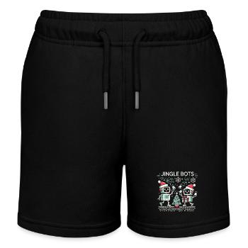 Jingle Bots - Weihnachtsroboter mit Binärcode - Kinder Organic Joggingshorts Mini Bolter von Stanley/Stella - Schwarz - Vorne
