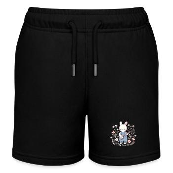 Banjo-Hase im Blumenfeld - Kinder Organic Joggingshorts Mini Bolter von Stanley/Stella - Schwarz - Vorne