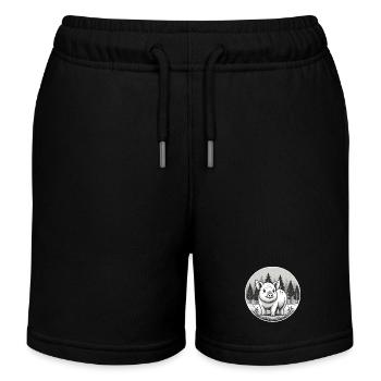 Rustic Pig Illustration in Forest - Kids Organic Sweat Shorts by Stanley/Stella - black - Front