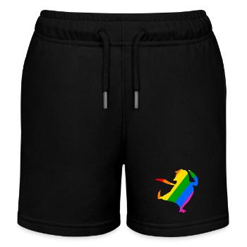 Rainbow Penguin Does Karate - Kids Organic Sweat Shorts by Stanley/Stella - black - Front