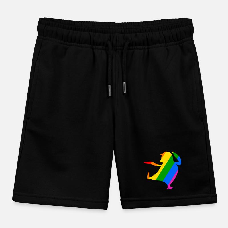 Rainbow Penguin Does Karate Kids Organic Sweat Shorts by Stanley/Stella