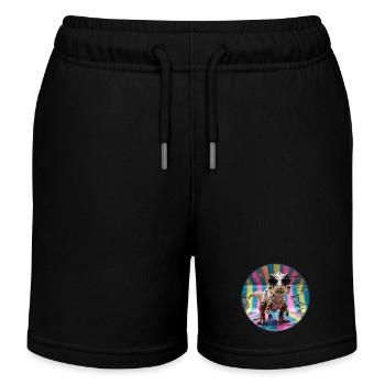 Baby-Dinosaurier T-Rex mit schwarzer Sonnenbrille - Kinder Organic Joggingshorts Mini Bolter von Stanley/Stella - Schwarz - Vorne