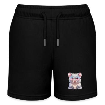 Opossum with glasses - Kids Organic Sweat Shorts by Stanley/Stella - black - Front