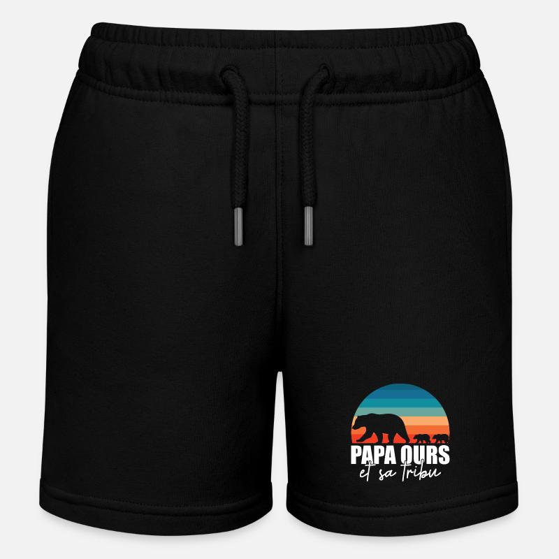 Papa ours - Petits ours - Short de jogging enfant bio Stanley/Stella - noir
