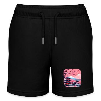 Japan Weltreise Tempel Kultur - Kinder Organic Joggingshorts Mini Bolter von Stanley/Stella - Schwarz - Vorne