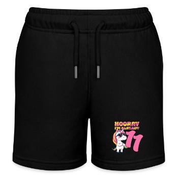 11 Jahre Mädchen Geburtstag Einhorn Motto Unicorn - Kinder Organic Joggingshorts Mini Bolter von Stanley/Stella - Schwarz - Vorne