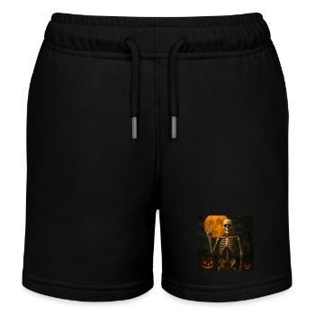 Creepy Skeleton Halloween Gift - Kids Organic Sweat Shorts by Stanley/Stella - black - Front