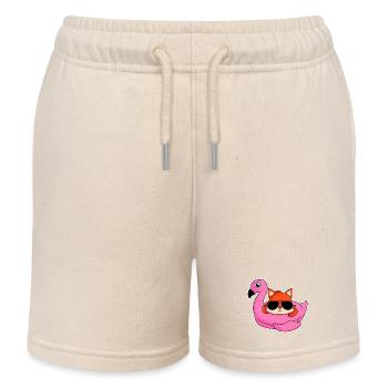 Fuchs im Flamingo - Design - Kinder Organic Joggingshorts Mini Bolter von Stanley/Stella - Natur - Vorne