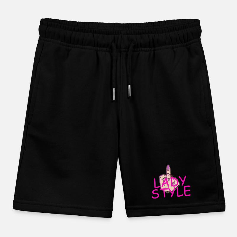 Lady style middle finger Kids Organic Sweat Shorts by Stanley/Stella