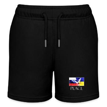 PEACE Russland Ukraine Friedenstaube - Kinder Organic Joggingshorts Mini Bolter von Stanley/Stella - Schwarz - Vorne