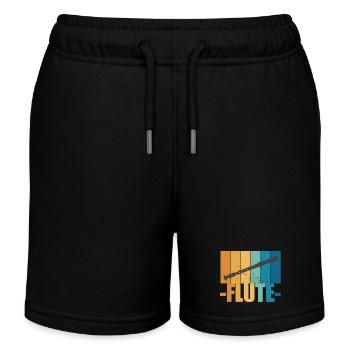 Flute Vintage Musiker Instrument Geschenk - Kinder Organic Joggingshorts Mini Bolter von Stanley/Stella - Schwarz - Vorne