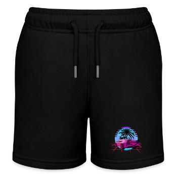 Retro Wave Sport Car Vaporwave Sunset - Kids Organic Sweat Shorts by Stanley/Stella - black - Front