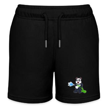 Panda Firefighter Fire Hose Fire Hose Fire Brigade - Kids Organic Sweat Shorts by Stanley/Stella - black - Front
