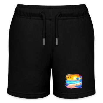 Aquarelle de plage de coucher de soleil d’été - Short de jogging enfant bio Stanley/Stella - noir - Devant