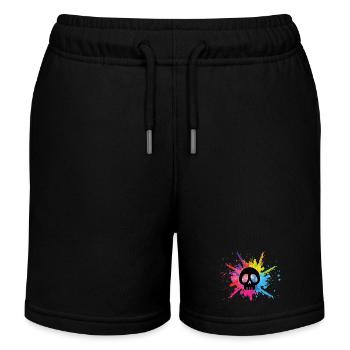 Schwarzer Schädel und mehrfarbige Explosion - Kinder Organic Joggingshorts Mini Bolter von Stanley/Stella - Schwarz - Vorne