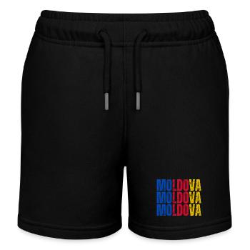 Moldauische Flagge, Moldauischer Stolz - Kinder Organic Joggingshorts Mini Bolter von Stanley/Stella - Schwarz - Vorne