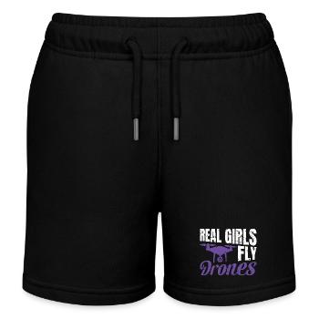 Real Girls fly Drones - Kinder Organic Joggingshorts Mini Bolter von Stanley/Stella - Schwarz - Vorne