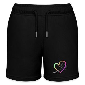 Grand jeté cœur multicolore - Short de jogging enfant bio Stanley/Stella - noir - Devant