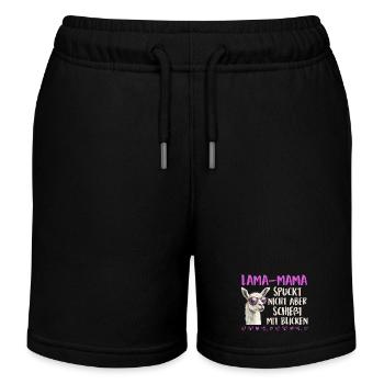 Soon mom LLAMA MOM DOESN'T SPIT LOOKS - Kids Organic Sweat Shorts by Stanley/Stella - black - Front