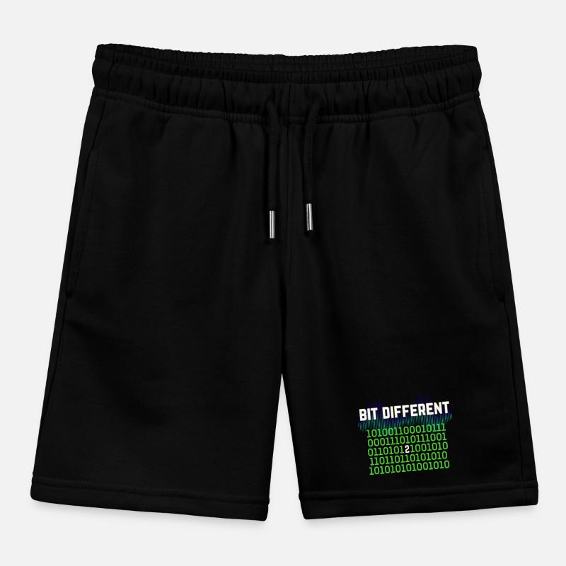 Bit Different - Nerdy Binary Error Design Kids Organic Sweat Shorts by Stanley/Stella