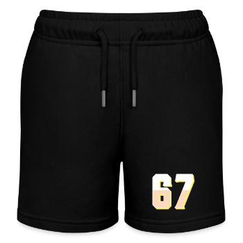 6 7 – Trendy minimalist text design, - Kids Organic Sweat Shorts by Stanley/Stella - black - Front