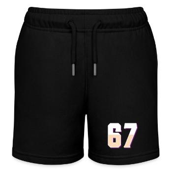 6 7 – Trendy minimalist text design, - Kids Organic Sweat Shorts by Stanley/Stella - black - Front