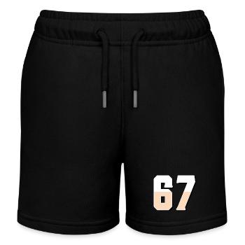 6 7 – Trendy minimalist text design, - Kids Organic Sweat Shorts by Stanley/Stella - black - Front
