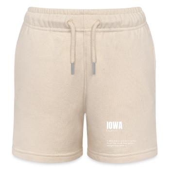 Iowa Bold Typography Statement - Kids Organic Sweat Shorts by Stanley/Stella - soft Ecru - Front