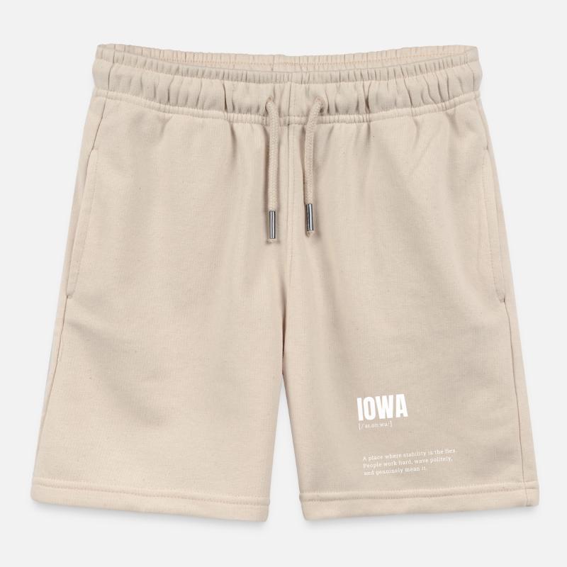 Iowa Bold Typography Statement Kids Organic Sweat Shorts by Stanley/Stella