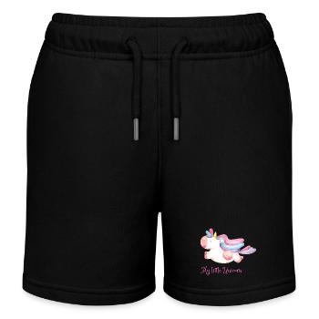 Mein kleines Einhorn Regenbogen - Kinder Organic Joggingshorts Mini Bolter von Stanley/Stella - Schwarz - Vorne