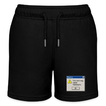 Retro 90s Computer Error Pop Up Flashback - Kids Organic Sweat Shorts by Stanley/Stella - black - Front
