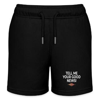 Tell Me Your Good News Typografie - Kinder Organic Joggingshorts Mini Bolter von Stanley/Stella - Schwarz - Vorne