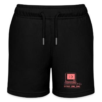 Stay Online Retro Computer - Kids Organic Sweat Shorts by Stanley/Stella - black - Front