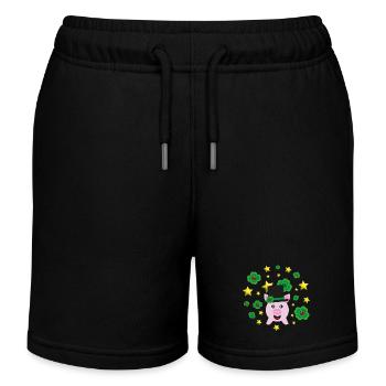 Silvester Sterne mit Glücksschwein und Klee. - Kinder Organic Joggingshorts Mini Bolter von Stanley/Stella - Schwarz - Vorne
