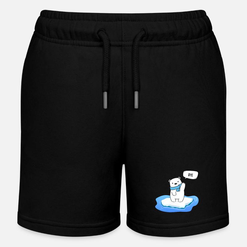 Kleiner Eisbär auf schmelzendem Eis - Bye - Kinder Organic Joggingshorts Mini Bolter von Stanley/Stella - Schwarz