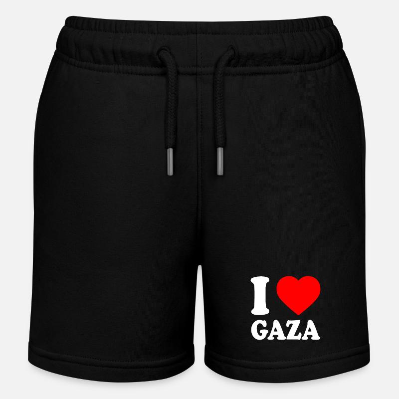 I love gaza - Short de jogging enfant bio Stanley/Stella - noir