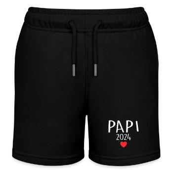 Papa - Werdender Papa 2024 - Kinder Organic Joggingshorts Mini Bolter von Stanley/Stella - Schwarz - Vorne