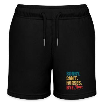 Horse Horse Riding Horse Riding Jumping - Kids Organic Sweat Shorts by Stanley/Stella - black - Front