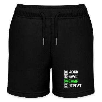 Travailler, économiser, camper, répéter - Camping Spruch - Short de jogging enfant bio Stanley/Stella - noir - Devant