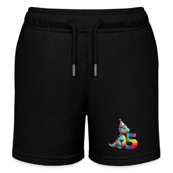 DINO 5 JAHRE DINOSAURIER 5. GEBURTSTAG - Kinder Organic Joggingshorts Mini Bolter von Stanley/Stella - Schwarz - Vorne