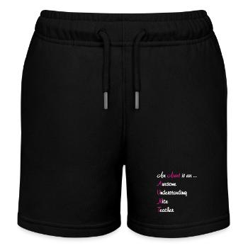 An Aunt Is An Awesome Teach - Kids Organic Sweat Shorts by Stanley/Stella - black - Front