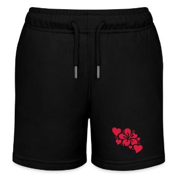 hibiscus avec des coeurs - Short de jogging enfant bio Stanley/Stella - noir - Devant
