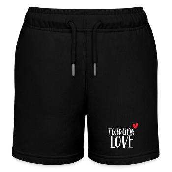 Twirling Love Baton Sport Gift - Kids Organic Sweat Shorts by Stanley/Stella - black - Front