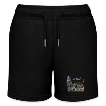 Greifswald, Half-timbered at Fischmarkt, East Germany - Kids Organic Sweat Shorts by Stanley/Stella - black - Front