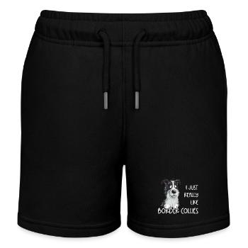 Droll Border Collie Dog Saying - Kids Organic Sweat Shorts by Stanley/Stella - black - Front