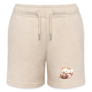 Spaghetti cats - Cat is having fun with past - Kids Organic Sweat Shorts by Stanley/Stella - soft Ecru - Front