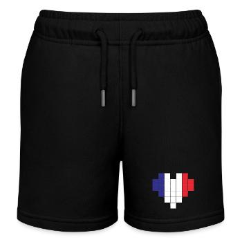 Drapeau Pixel Heart France - Short de jogging enfant bio Stanley/Stella - noir - Devant